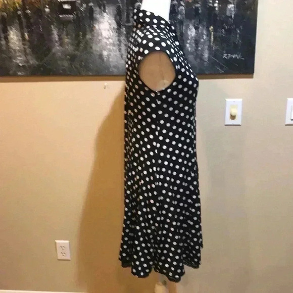 Guess Black & White Button Front Polka Dot Cap Sleeve Dress Lace Hem w/Pockets-S - Picture 4 of 9